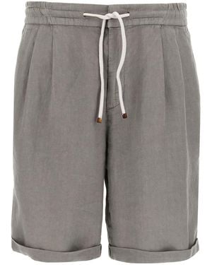 Brunello Cucinelli Linen Bermuda Shorts - Gray