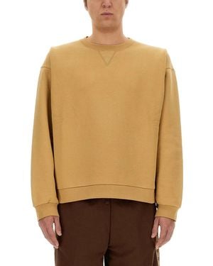 Gucci Sweatshirt With Web Ribbon Cotton Sweatshirts - Natural