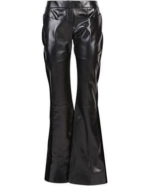 Tom Ford Flared Leather And Velvet Pants - Black