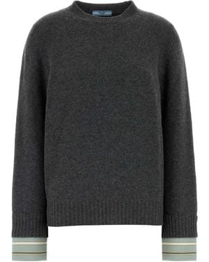 Prada Dark Wool Blend Sweater - Black