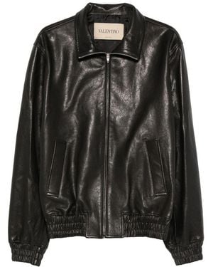 Valentino Leather Zip Jacket - Black