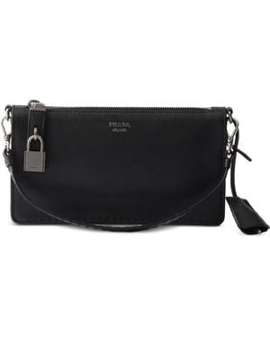 Prada Antiqued Leather Pouch - Black