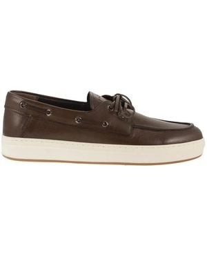 Hogan Leather Lace-Up Loafers With Raised Rubber Sole - Brown