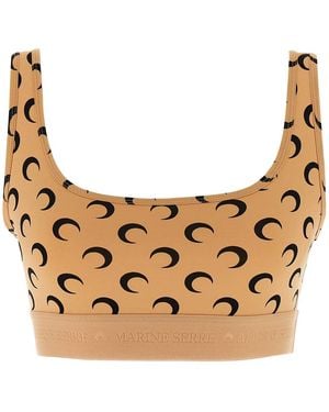 Marine Serre 'Moon Printed Jersey' Cropped Top - Metallic