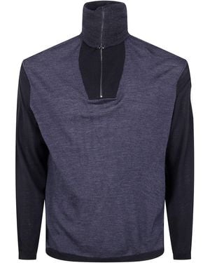 Emporio Armani Half Zip Turtle Neck Sweater - Blue