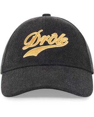 Drole de Monsieur Drôle Embroidered Denim Cap - Black