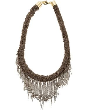 Fabiana Filippi Multi-Strand Fringe Necklace With Burnished Finish - Grey