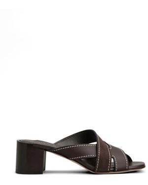 Tod's T-Shaped Band Crossing Smooth Leather And Suede Sandals - White