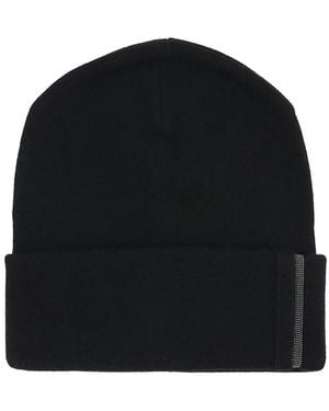 Brunello Cucinelli Ribbed Cashmere Knit Beanie With Monili Detail - Black