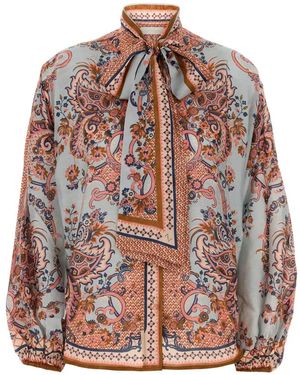 Zimmermann Aster Tie Neck Blouse - Pink