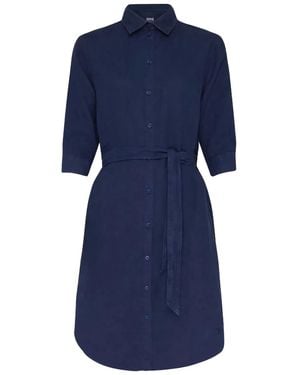 Vilebrequin Inen Shirt Dress With Belt - Blue