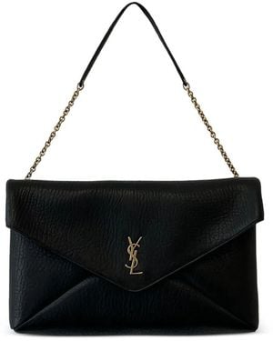 Saint Laurent Envelope Cassandre Xxl Leather Clutch - Black