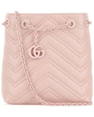 Gucci Leather Micro Gg Marmont Bucket Bag - Pink