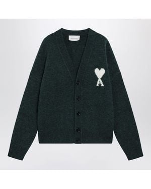 Ami Paris Ami De Coeur Cardigan - Green