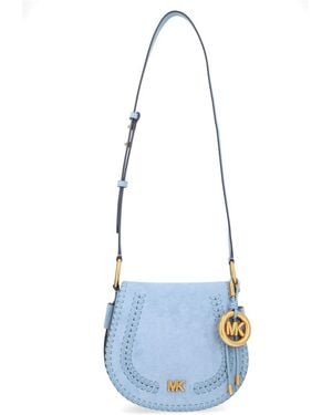 MICHAEL Michael Kors Azure Calf Leather Shoulder Bag - Blue