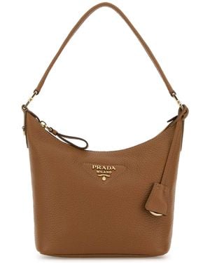 Prada Camel Leather Shoulder Bag - Brown
