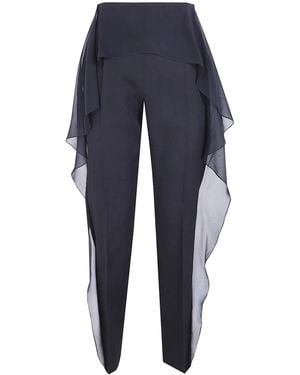 Lanvin Trousers With Ruffles - Blue