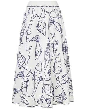 FARM Rio "Fresh Fish" Midi Skirt - White