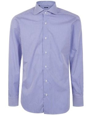 Barba Napoli "Bacchetta" Popeline Shirt - Blue