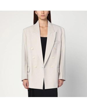 Victoria Beckham Pumice-Coloured Double-Breasted Jacket - Natural