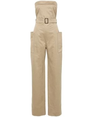 Saint Laurent Cotton Gabardine Jumpsuit - Natural