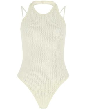 ANDREADAMO Ivory Stretch Viscose Blend Bodysuit - White