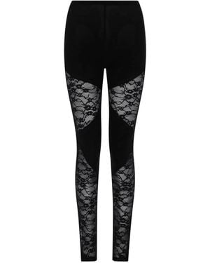 Nina Ricci Patchwork Leggings With Lace Inserts - Black