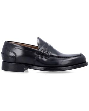 Green George Polished Leather Loafers - Black