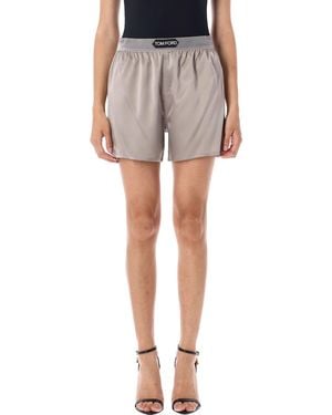 Tom Ford Stretch Silk Satin Boxer Shorts - Gray