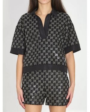 Gucci Wool Tweed Lamé Top - Black