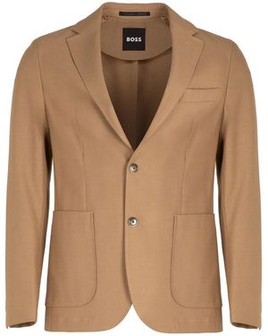 BOSS Single-Breasted Two-Button Jacket - Brown