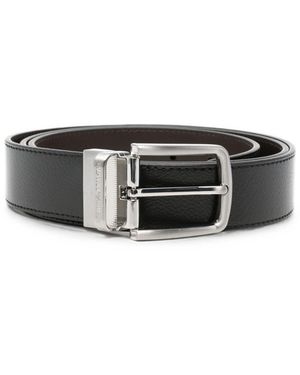 Emporio Armani Reversible Leather Belt With Logo - Black