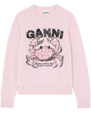 Ganni Wool Polyamide Jumper - Pink