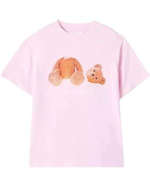 Palm Angels T-Shirt With "Bear" Logo - Pink
