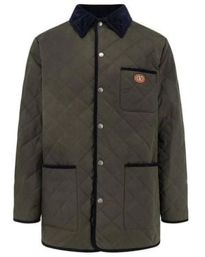 Valentino Quilted Jacket With Vlogo Patch - Gray