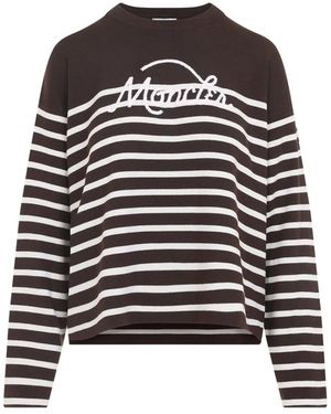 Moncler Medium Striped Logo Knit Sweater - Black
