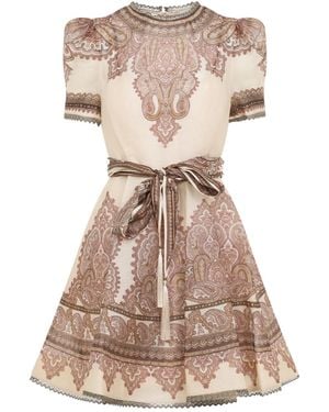 Zimmermann Latte Paisley Acent Picnic Mini Dress - Natural