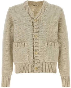AURALEE Wool Cashmere Felted Knit Cardigan - Natural