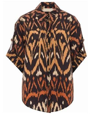 Zimmermann Leopard Aster Relaxed Shirt - Brown