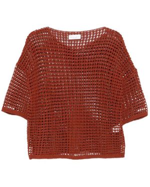 Roberto Collina Short-Sleeved Mesh Top - Red