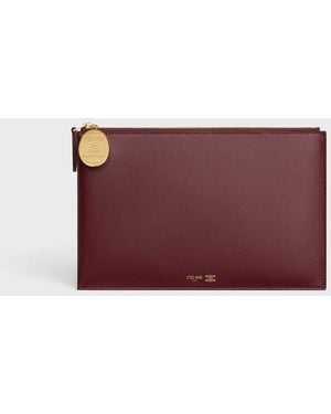 Celine Duo Leather Pouch - Red
