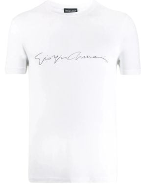 Giorgio Armani Logo Cotton T-Shirt - White