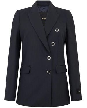 Pinko Striped Jacket With Decorative Buttons - Black