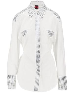Pinko Strass-Embellished Poplin Shirt - White