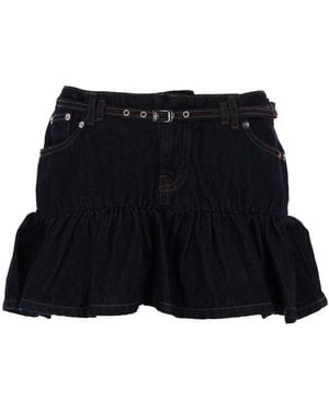 AMISH Denim Miniskirt With Belt - Black
