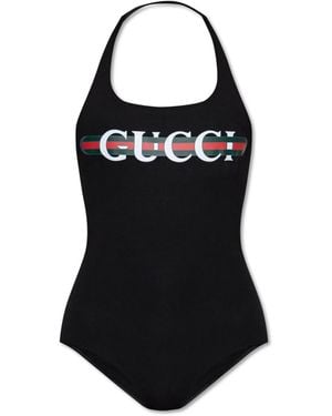Gucci Sparkling Logo One Piece Swimsuit - Black