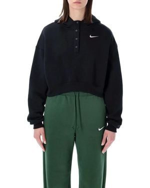 Nike Oversized Cropped Hoodie - Blue