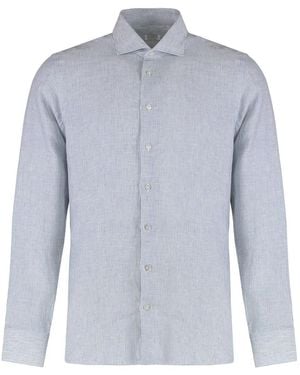 Borriello Striped Linen Shirt - Blue