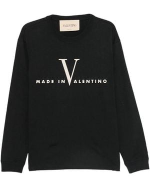 Valentino Logo Cotton T-Shirt - Black