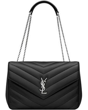 Saint Laurent Leather Large Lou Lou Shoulder Bag - Black